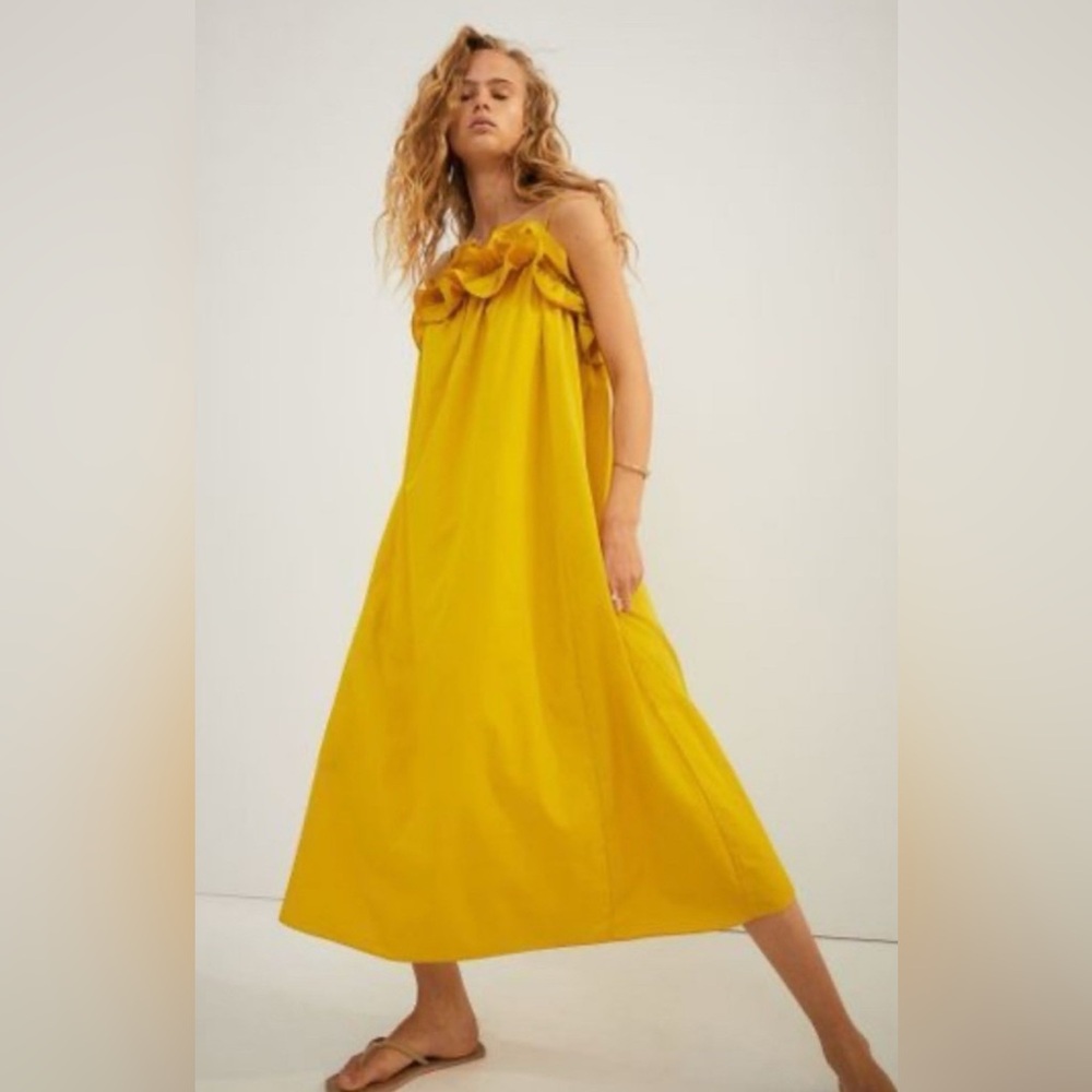 H&M Yellow Strapless Maxi Sundress Resort Wear